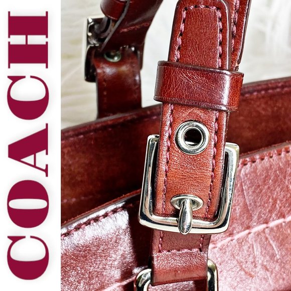 Vintage Coach Hampton Pink Houndstooth Satchel With Red Suede & Leather Trim - Picture 11 of 13